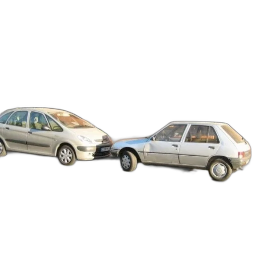 car, 3d render, photorealistic, concept art, two, cars, parked, street transparent PNG cut-out