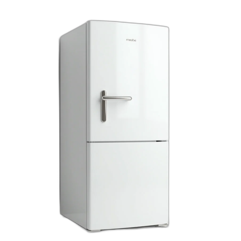 furniture, robot, 3d render, photorealistic, sleek, modern, white, refrigerator transparent PNG cut-out