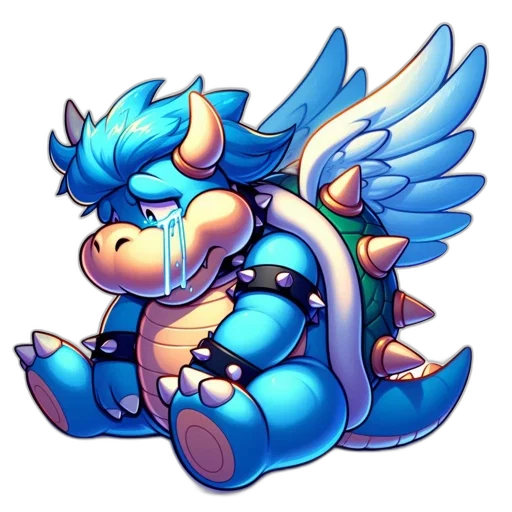 dragon, pixel art, concept art, fantasy art, vaporwave, blue, cartoonish, creature transparent PNG cut-out