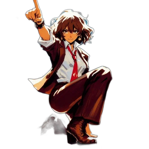 staff, concept art, anime, pixel art, cartoon, woman, professional, outfit transparent PNG cut-out