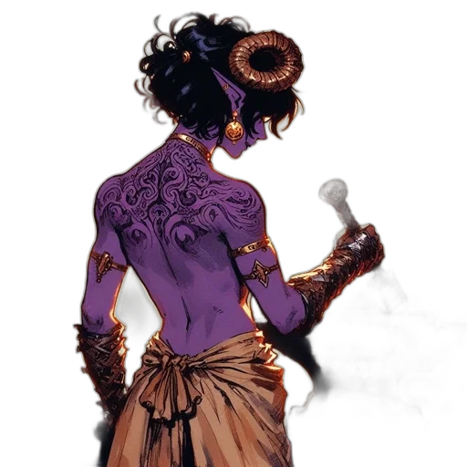 staff, dress, jewelry, concept art, fantasy art, comic book art, watercolor, dark transparent PNG cut-out