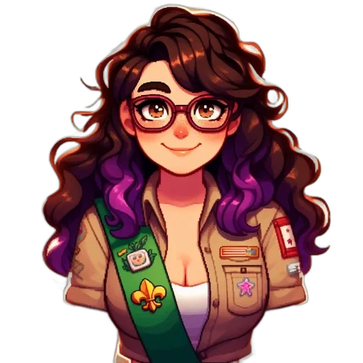 jacket, staff, crown, pixel art, cartoon, fantasy art, concept art, green transparent PNG cut-out