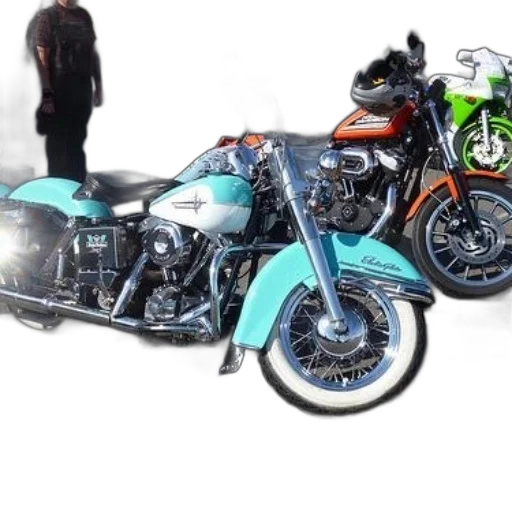 3d render, photorealistic, concept art, vintage, turquoise, white, motorcycle, chrome transparent PNG cut-out