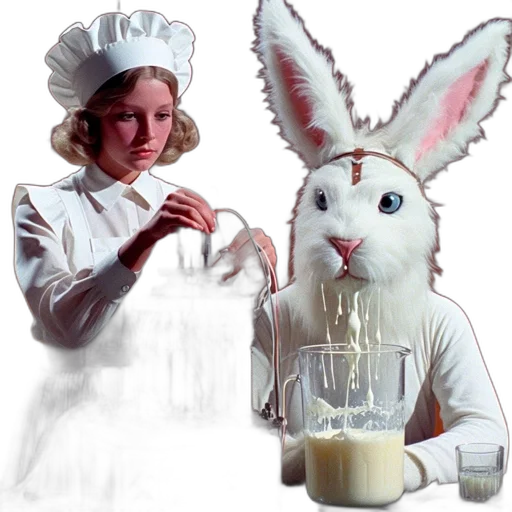 food, photorealistic, concept art, nurse-like, figure, tends, device, while transparent PNG cut-out