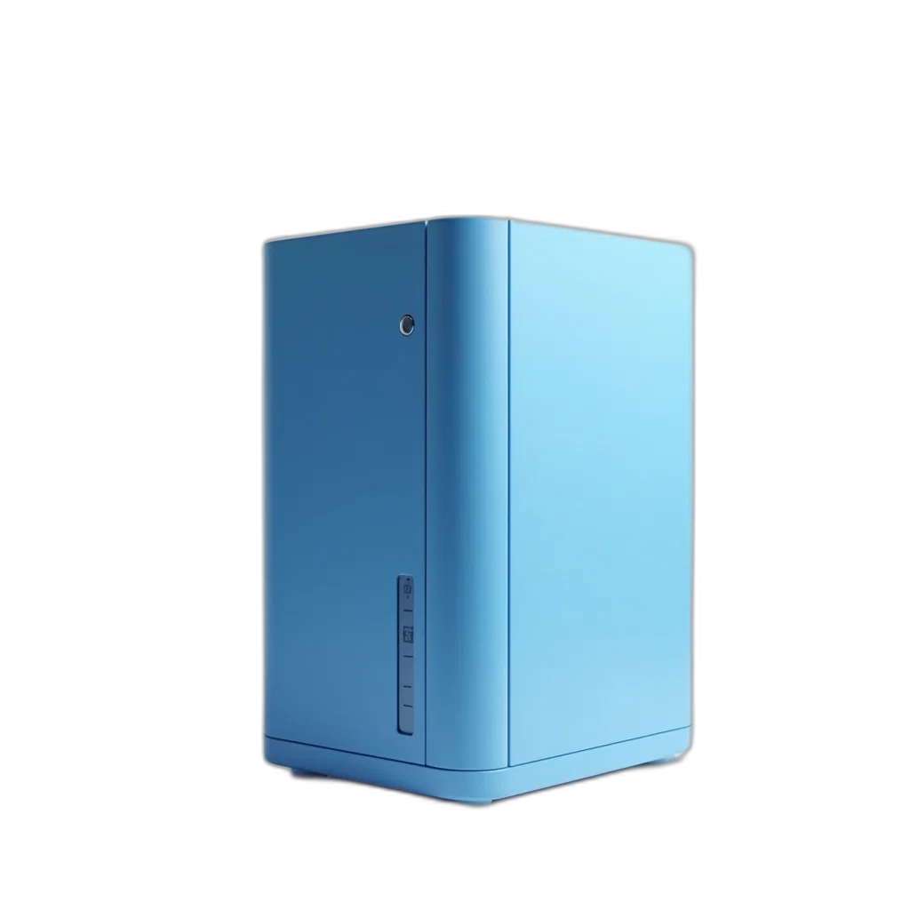 robot, furniture, 3d render, vaporwave, concept art, blue, pastel, sleek transparent PNG cut-out