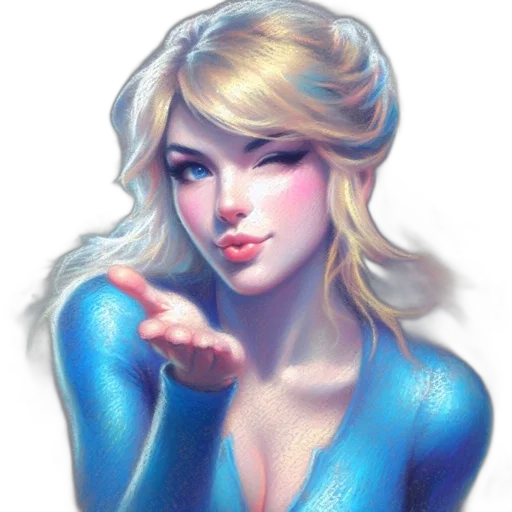 dress, face, fantasy art, concept art, comic book art, pixel art, blue, pastel transparent PNG cut-out