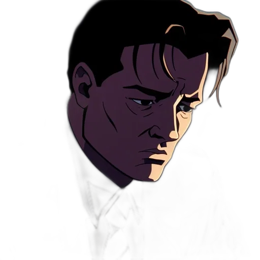 face, jacket, comic book art, concept art, cartoon, pixel art, neon lights, dark transparent PNG cut-out