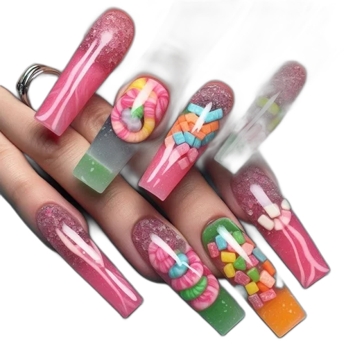 jewelry, 3d render, photorealistic, pastel, colorful, hand, nails, adorned transparent PNG cut-out