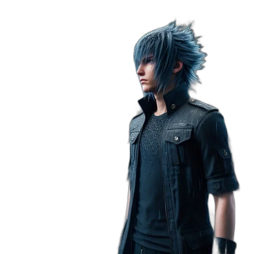 jacket, hair, dragon, weapon, concept art, 3d render, photorealistic, monochrome transparent PNG cut-out
