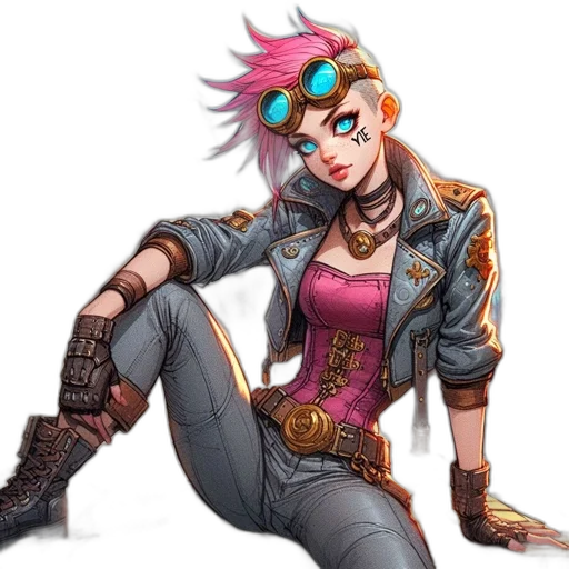 jacket, weapon, concept art, cyberpunk, fantasy art, anime, colorful, pastel transparent PNG cut-out