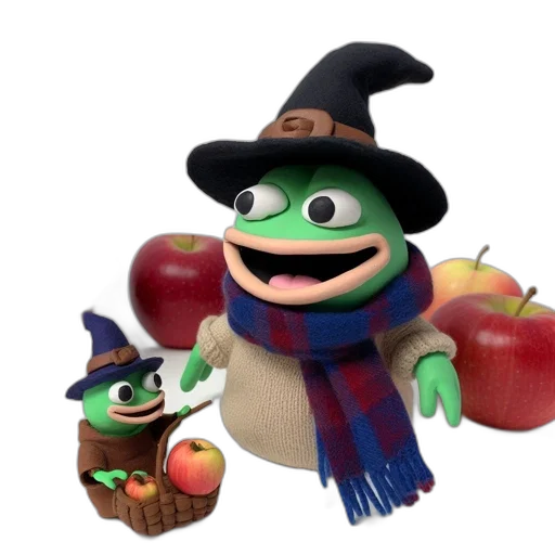hat, staff, creature, food, 3d render, concept art, two, anthropomorphic transparent PNG cut-out