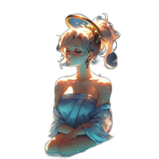 dress, crown, staff, mask, concept art, watercolor, pixel art, anime transparent PNG cut-out