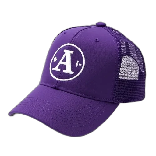 hat, crown, 3d render, purple, baseball, cap, white, embroidered transparent PNG cut-out