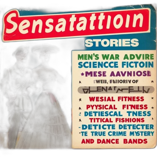 vintage, magazine, cover, titled, sensation, stories, features, two transparent PNG cut-out