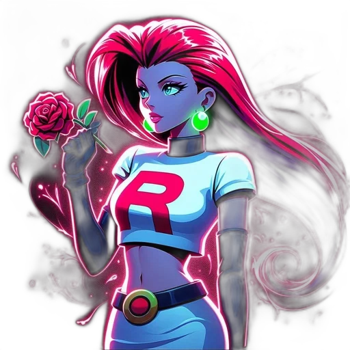 flower, comic book art, concept art, cartoon, pixel art, neon lights, neon, red transparent PNG cut-out