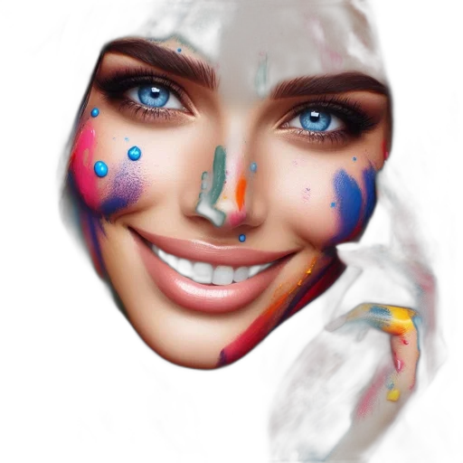 face, mask, photorealistic, oil painting, fantasy art, concept art, blue, colorful transparent PNG cut-out