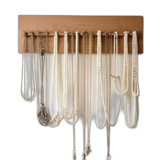 jewelry, furniture, staff, earth tones, display, various, necklaces, arranged transparent PNG cut-out