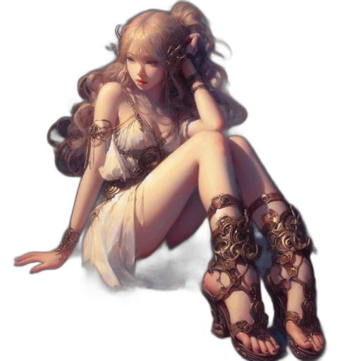 dress, shoes, fantasy art, concept art, pixel art, photorealistic, earth tones, golden transparent PNG cut-out