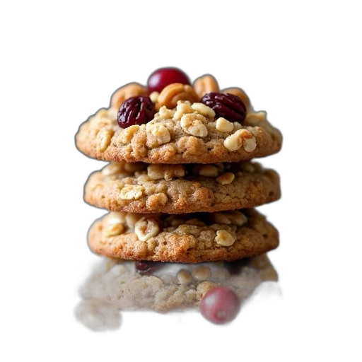 food, crown, jewelry, photorealistic, stack, oatmeal, cookies, nuts transparent PNG cut-out