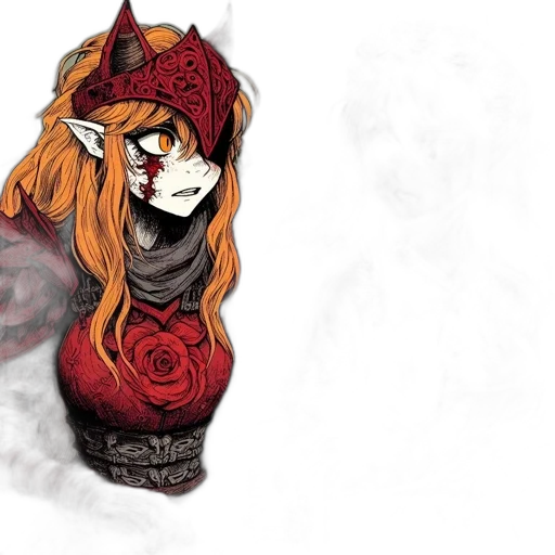 mask, fantasy art, concept art, pixel art, anime, dark, red, monochrome transparent PNG cut-out