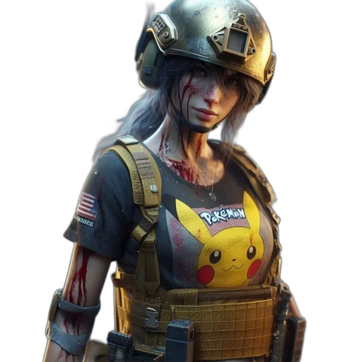 weapon, face, concept art, cyberpunk, fantasy art, 3d render, golden, female transparent PNG cut-out