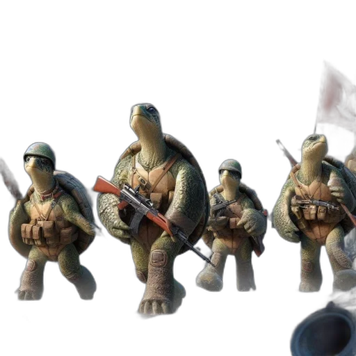 weapon, concept art, 3d render, photorealistic, fantasy art, four, anthropomorphic, turtles transparent PNG cut-out