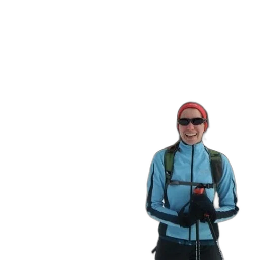 jacket, staff, face, hat, 3d render, snow, woman, blue transparent PNG cut-out