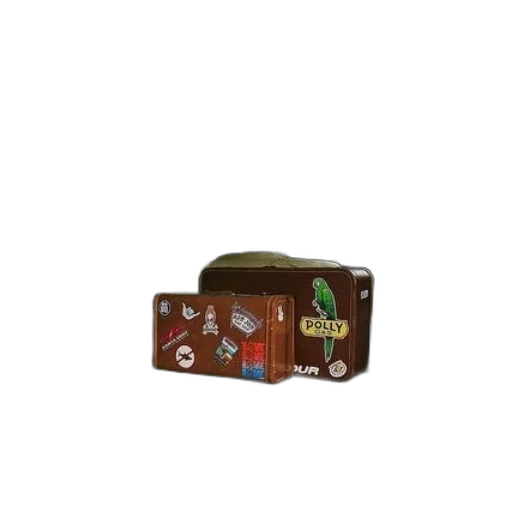 furniture, jewelry, 3d render, vintage, car, two, brown, suitcases transparent PNG cut-out