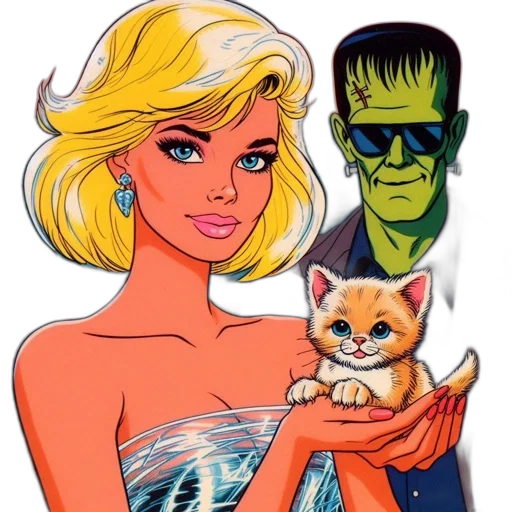 comic book art, concept art, cartoon, fantasy art, outer space, underwater, blonde, woman transparent PNG cut-out
