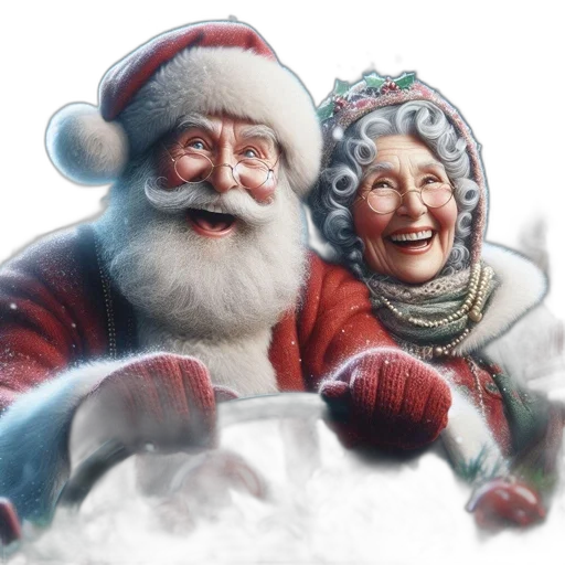 photorealistic, 3d render, snow, santa, mrs, claus, smile, happily transparent PNG cut-out