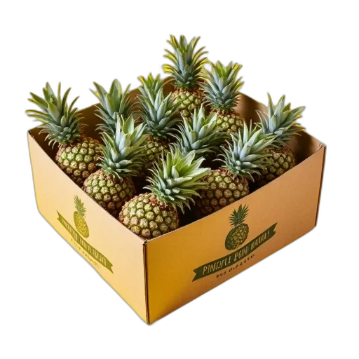 crown, food, 3d render, photorealistic, box, fresh, pineapples, displayed transparent PNG cut-out