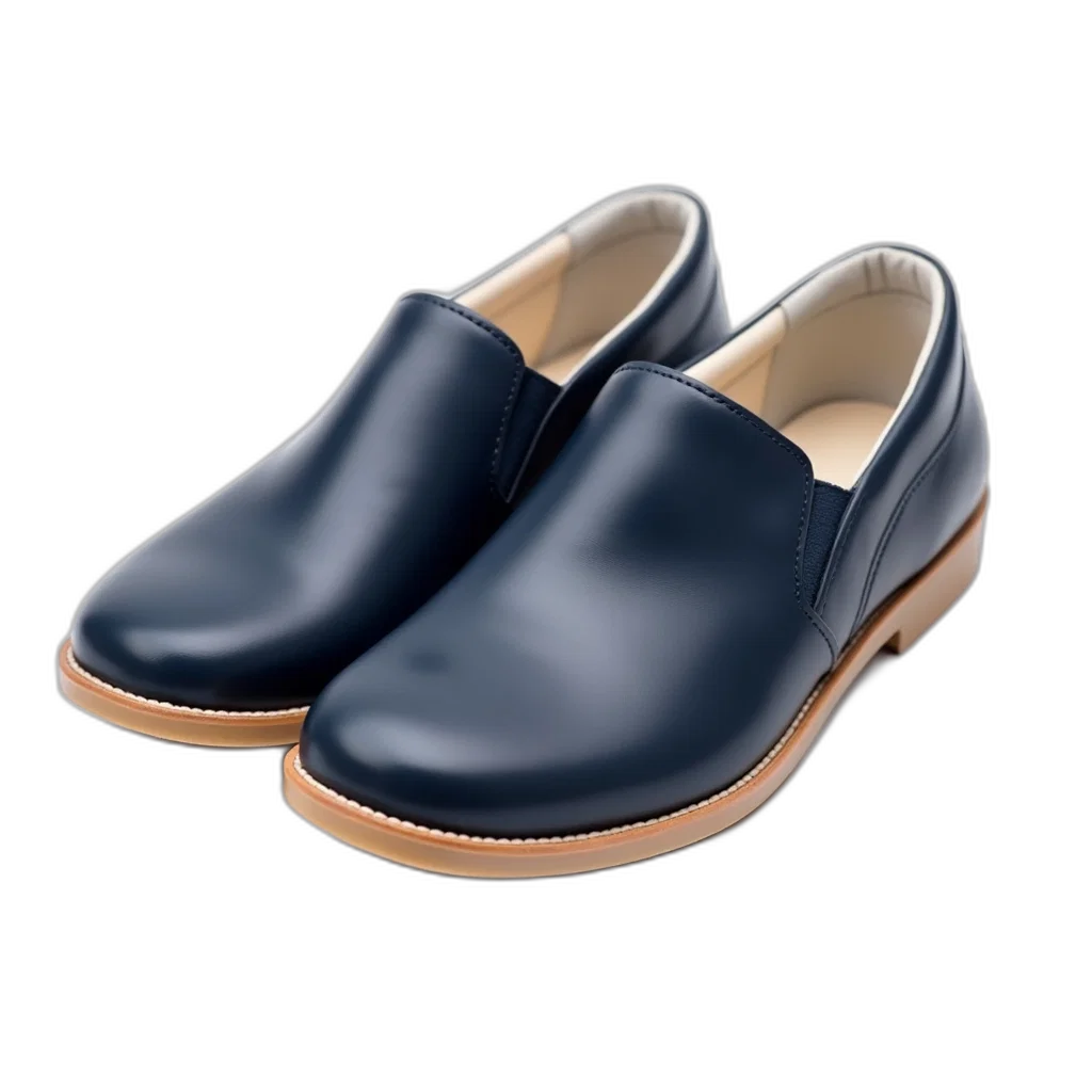 shoes, 3d render, photorealistic, pair, navy, blue, slip-on, light transparent PNG cut-out