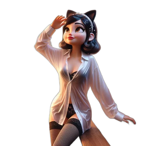 dress, staff, 3d render, concept art, cartoon, fantasy art, animated, character transparent PNG cut-out