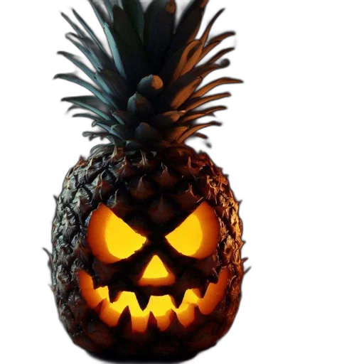 mask, 3d render, photorealistic, hollowed-out, pineapple, creatively, resembling, jack-o transparent PNG cut-out