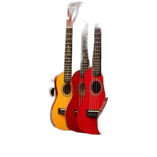 3d render, wall, colorful, ukuleles transparent PNG cut-out