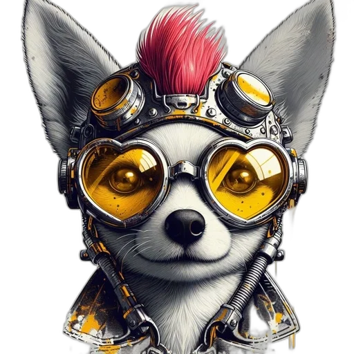 mask, robot, staff, jewelry, cyberpunk, concept art, fantasy art, watercolor transparent PNG cut-out