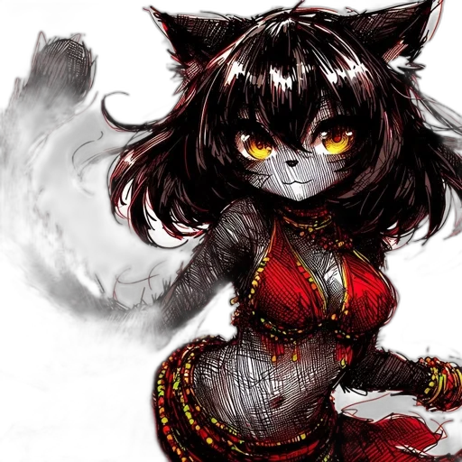 fantasy art, concept art, anime, pixel art, red, dark, animated, character transparent PNG cut-out