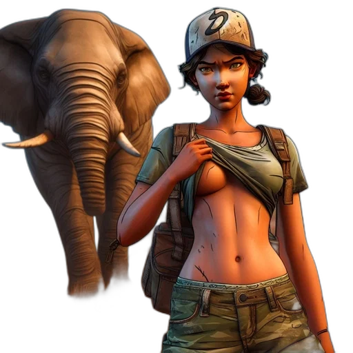 animal, weapon, concept art, 3d render, pixel art, fantasy art, determined, woman transparent PNG cut-out