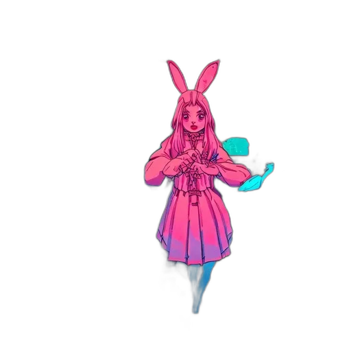dress, creature, staff, weapon, concept art, pixel art, vaporwave, anime transparent PNG cut-out