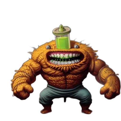 food, creature, robot, hat, concept art, pixel art, 3d render, comic book art transparent PNG cut-out