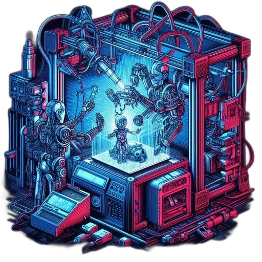 robot, furniture, weapon, jacket, cyberpunk, pixel art, concept art, comic book art transparent PNG cut-out