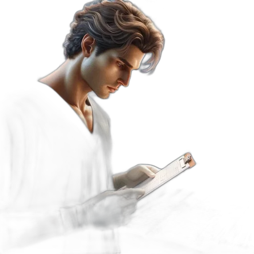 photorealistic, fantasy art, concept art, oil painting, male, surgical, professional, intently transparent PNG cut-out