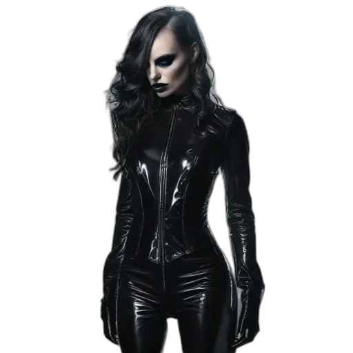 jacket, dress, mask, comic book art, concept art, cyberpunk, fantasy art, dark transparent PNG cut-out