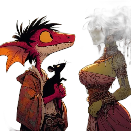 dragon, mask, concept art, comic book art, fantasy art, watercolor, fire, red transparent PNG cut-out