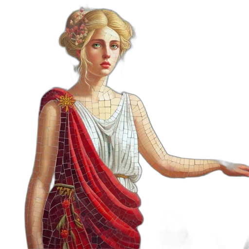 dress, jewelry, concept art, pixel art, fantasy art, mosaic, woman, white transparent PNG cut-out