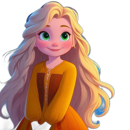 dress, fantasy art, 3d render, concept art, cartoon, golden, colorful, young transparent PNG cut-out