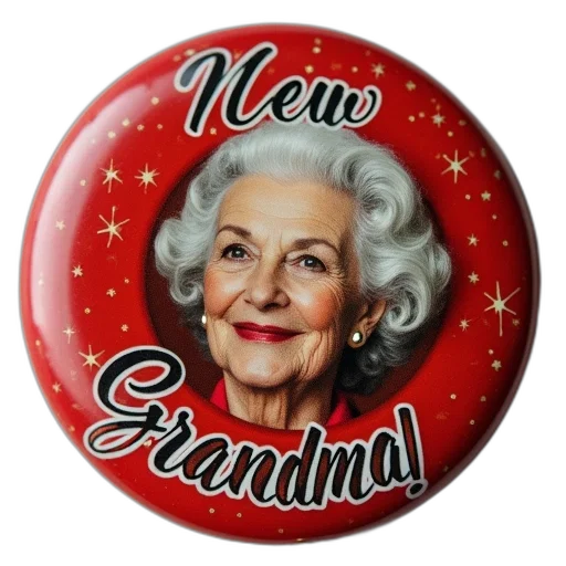 proud, new, grandma, button transparent PNG cut-out