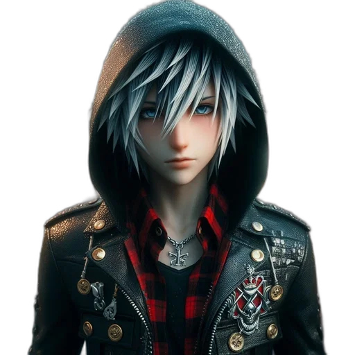 jacket, face, concept art, fantasy art, photorealistic, 3d render, character, blue transparent PNG cut-out