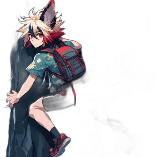 jacket, dress, staff, animal, concept art, anime, pixel art, watercolor transparent PNG cut-out