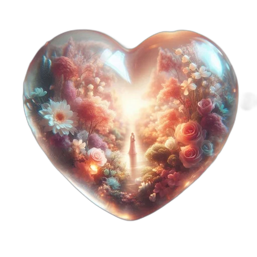jewelry, fantasy art, photorealistic, concept art, 3d render, underwater, heart-shaped, flower transparent PNG cut-out